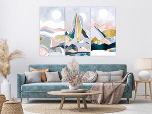 Obraz Abstraktní triptych - tři horské krajiny se zlatými prvky