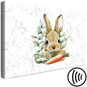 Obraz Králík s mrkví - malovaný králík se zeleninou na tečkovaném pozadí