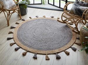 Flair Rugs koberce Kusový koberec Lunara Jute Circle Grey ROZMĚR: 150x150 (průměr) kruh