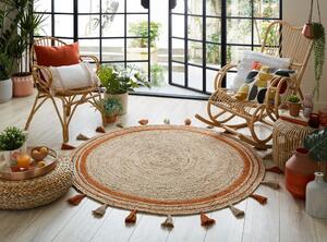 Flair Rugs koberce Kusový koberec Lunara Jute Circle Orange ROZMĚR: 150x150 (průměr) kruh
