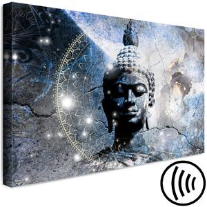 Obraz Prosvícený Budda - socha v modrém tónu s mandalou