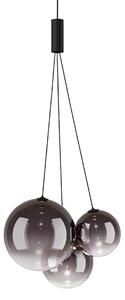 Lodes 16411 4327 Random, závěs z kouřového foukaného skla/černý kabel, 3x1W LED 2700K, šířka 29cm