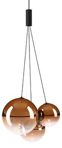 Lodes 16411 4527 Random, závěs ze světle zlatého foukaného skla/černý kabel, 3x1W LED 2700K, šířka 29cm
