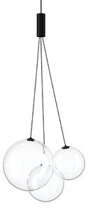 Lodes 16411 0027 Random, závěs z čirého foukaného skla/černý kabel, 3x1W LED 2700K, šířka 29cm