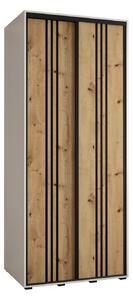 Šatní skříň YVONA 6 - 110/60 cm, bílá / dub artisan / černá