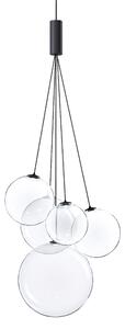 Lodes 16413 0027 Random Five, závěs z čirého foukaného skla/černý kabel, 5x1W LED 2700K, šířka 27cm