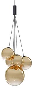 Lodes 16413 4527 Random Five, závěs ze světle zlatého foukaného skla/černý kabel, 5x1W LED 2700K, šířka 27cm