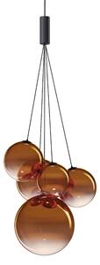 Lodes 16413 5827 Random Five, závěs z oranžového foukaného skla/černý kabel, 5x1W LED 2700K, šířka 27cm