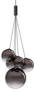 Lodes 16413 4327 Random Five, závěs z kouřového foukaného skla/černý kabel, 5x1W LED 2700K, šířka 27cm