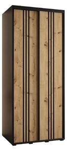Šatní skříň YVONA 6 - 110/60 cm, černá / dub artisan / černá
