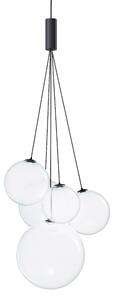 Lodes 16413 1327 Random Five, závěs z matně bílého foukaného skla/černý kabel, 5x1W LED 2700K, šířka 27cm