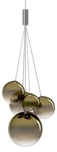 Lodes 16412 7127 Random Five, závěs ze zlatozeleného foukaného skla, 5x1W LED 2700K, šířka 27cm