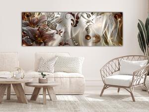 Obraz Abstraktní kompozice s liliemi - květy s tóny zlata a třpytu