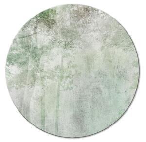 Kulatý obraz Les - prolínající se obrysy zelených stromů v mlhavém dni