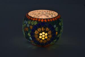 Lampička, skleněná mozaika, kulatá, průměr 13cm, výška 8cm (8A)