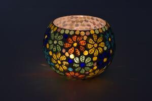 Lampička, skleněná mozaika, kulatá, průměr 13cm, výška 8cm (8D)