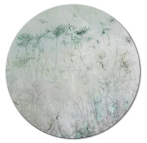 Kulatý obraz Stará fotografie - vysoká suchá tráva v tlumené zelené barvě