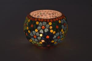 Lampička, skleněná mozaika, kulatá, průměr 13cm, výška 8cm (8C)