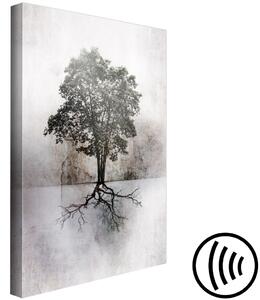 Obraz Krajina v hnědé a šedé (1-dílný) - samotný strom a světlé pozadí