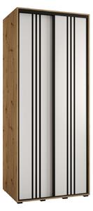 Šatní skříň YVONA 6 - 100/60 cm, dub artisan / bílá / černá