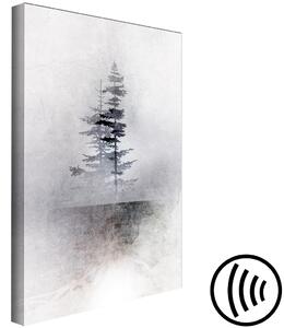 Obraz Krajina (1-dílný) - jehličnaté stromy v mlze na černo-bílém pozadí