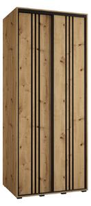 Šatní skříň YVONA 6 - 100/60 cm, dub artisan / černá