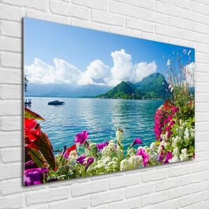 Moderní skleněný obraz z fotografie Květiny nad jezerem pl-osh-100x70-f-59006128