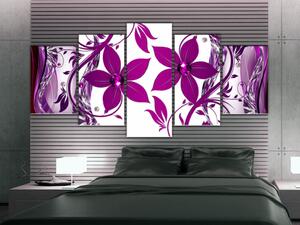 Obraz Fialové rozrušení (5-dílný) - abstrakce fialových květů
