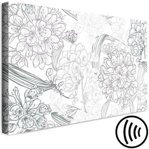 Obraz Černobílý náčrt (1-dílný) - květiny v odstínech šedé