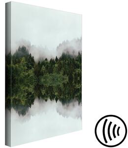 Obraz Krajina u vody (1-dílný) - mlha a stromy v lesní krajině