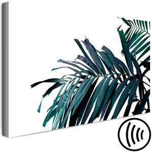 Obraz Větev palmy (1-dílný) - tmavé listy na bílém pozadí