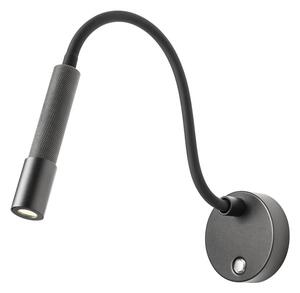 Redo 01-4443 Drill, černé nástěnné svítidlo s flexibilním ramenem a stmívačem LED 8W 2700K