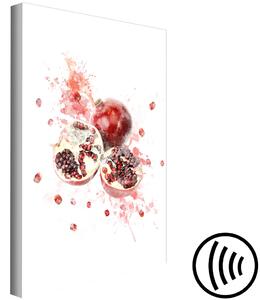 Obraz Granátové jablko - červené ovoce na akvarelové barevné skvrně