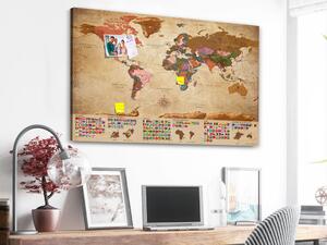 Obraz Světová mapa: Retro stylizace (1-dílný) - svět a vlajky států