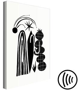 Obraz Abstraktní kompozice - černé a bílé oblouky a rostlinné tvary