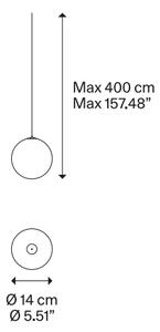 Lodes 17122 1327 Random Solo 14, závěs z bílého foukaného skla/černý kabel, 1x1W LED 2700K, prům.14cm