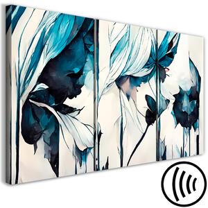 Obraz Abstraktní květiny - kompozice v odstínech modré na světlém pozadí
