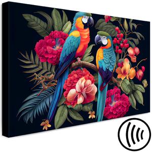 Obraz Exotičtí ptáci - papoušci mezi pestrou vegetací v džungli