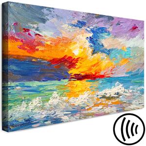 Obraz Mořská krajina - malované slunce při západu v živých barvách
