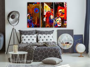 Obraz Barevná abstrakce - veselí malovaní klauni ve slabikáři Pabla Picassa