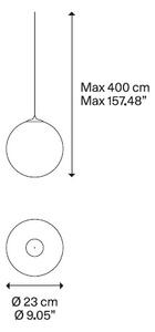Lodes 17124 1327 Random Solo 23, závěs z bílého foukaného skla/černý kabel, 1x3W LED 2700K, prům.23cm