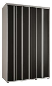 Šatní skříň YVONA 6 - 150/60 cm, bílá / černá / stříbrná