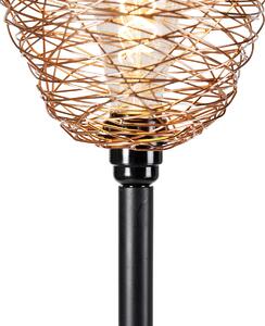 Designová stojací lampa černá s mědí 30 cm - Sarella