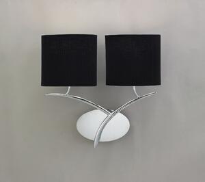 Mantra 1175 Eve 1175, nástěnné svítidlo španělského výrobce, 2x20W E27, chrom/stínítko z černého textilu, výška 38cm