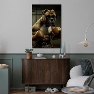 Obraz AI boxerský pes - fantasy portrét silného zvířete v ringu - vertikální