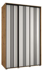 Šatní skříň YVONA 6 - 150/60 cm, dub artisan / bílá / černá