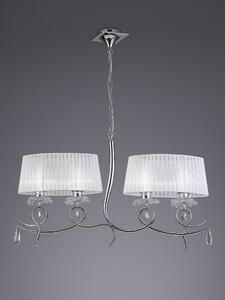 Mantra 5272 5272 Louise, závěsné svítidlo, 4x13W LED E27, chrom, křišťál/stínítko z bílého textilu, prům. 92,6cm