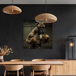 Obraz AI boxer pes - fantazijní portrét silného zvířete v ringu - čtverec