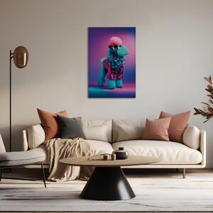 Obraz Pes pudl s umělou inteligencí - chlupaté zvířátko v barevném oblečku - na výšku