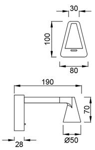 Mantra 9412 Africa, černé nástěnné svítidlo s vypínačem LED 5W, 3000K, 10 x 19cm